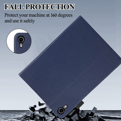 For iPad mini 6 / mini 2024 Litchi Texture Leather Sucker Tablet Case(Dark Blue) - iPad mini 6 Cases by buy2fix | Online Shopping UK | buy2fix