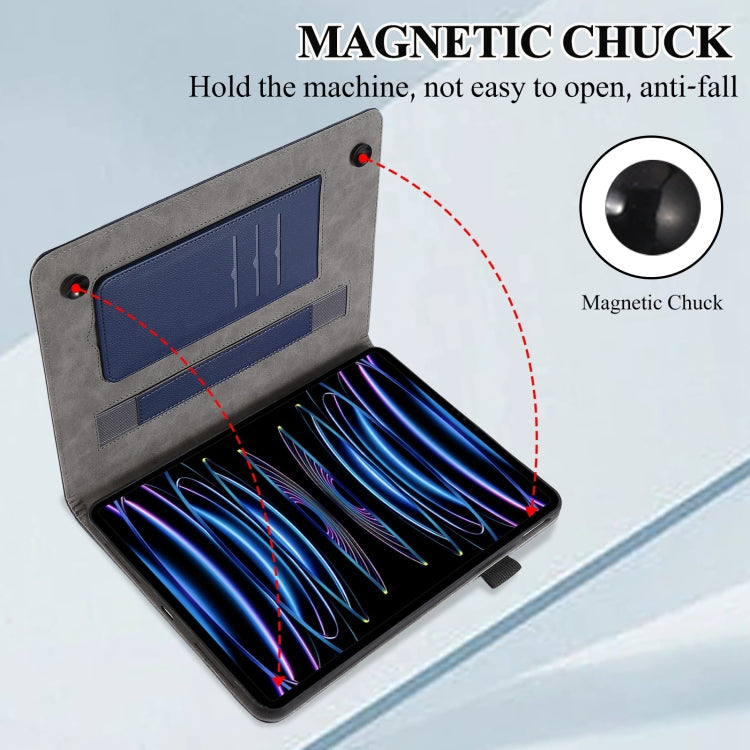 For iPad mini 6 / mini 2024 Litchi Texture Leather Sucker Tablet Case(Dark Blue) - iPad mini 6 Cases by buy2fix | Online Shopping UK | buy2fix