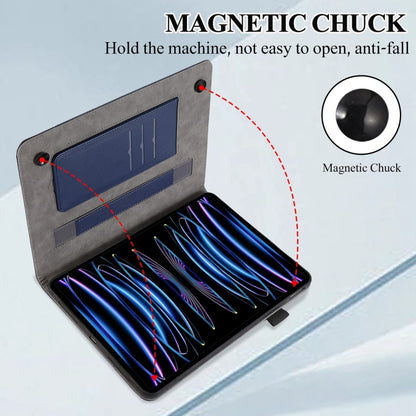 For iPad mini 6 / mini 2024 Litchi Texture Leather Sucker Tablet Case(Dark Blue) - iPad mini 6 Cases by buy2fix | Online Shopping UK | buy2fix