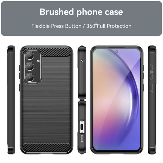 For Samsung Galaxy A55 Brushed Texture Carbon Fiber TPU Phone Case(Black) by buy2fix