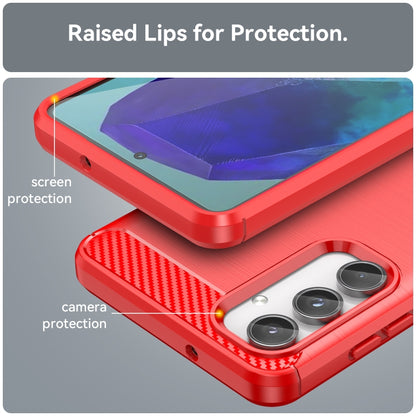 For Samsung Galaxy M55 Brushed Texture Carbon Fiber TPU Phone Case(Red) - Galaxy Phone Cases by buy2fix | Online Shopping UK | buy2fix