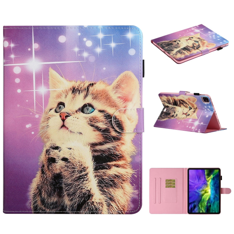 For iPad Pro 11 inch (2020) Colored Drawing Pattern Horizontal Flip PU Leather Tablet Case with Holder & Card Slot & Sleep / Wake-up Function(Starry Cat) - iPad Pro 11 (2020) Cases by buy2fix | Online Shopping UK | buy2fix