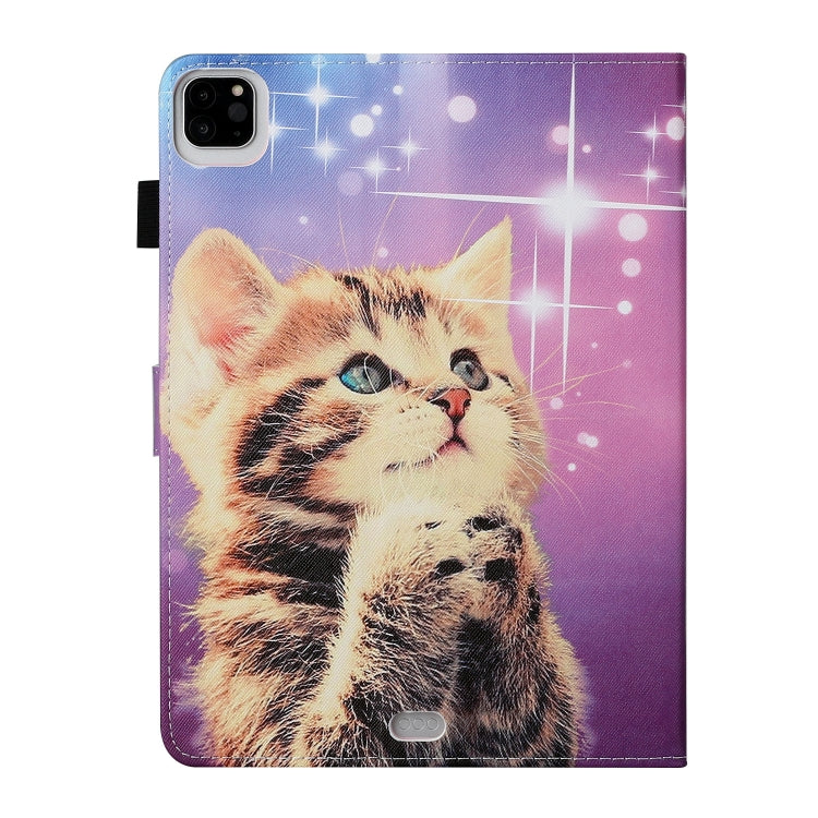 For iPad Pro 11 inch (2020) Colored Drawing Pattern Horizontal Flip PU Leather Tablet Case with Holder & Card Slot & Sleep / Wake-up Function(Starry Cat) - iPad Pro 11 (2020) Cases by buy2fix | Online Shopping UK | buy2fix