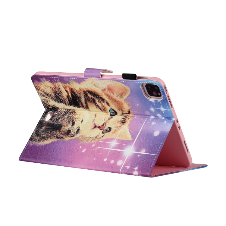 For iPad Pro 11 inch (2020) Colored Drawing Pattern Horizontal Flip PU Leather Tablet Case with Holder & Card Slot & Sleep / Wake-up Function(Starry Cat) - iPad Pro 11 (2020) Cases by buy2fix | Online Shopping UK | buy2fix