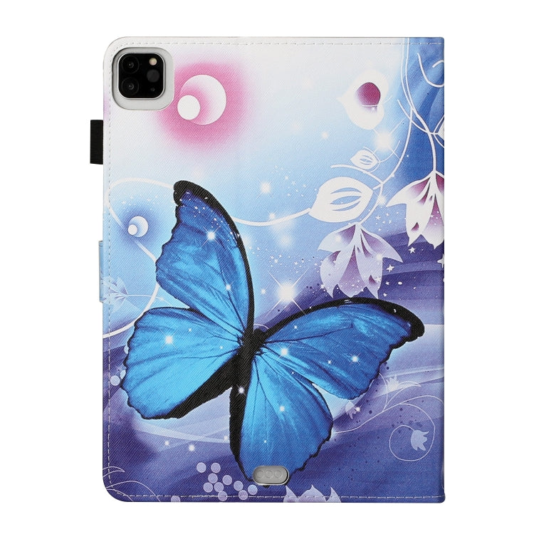 For iPad Pro 11 inch (2020) Colored Drawing Pattern Horizontal Flip PU Leather Tablet Case with Holder & Card Slot & Sleep / Wake-up Function(Blue Butterfly) - iPad Pro 11 (2020) Cases by buy2fix | Online Shopping UK | buy2fix