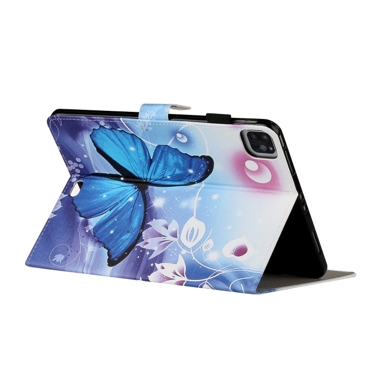For iPad Pro 11 inch (2020) Colored Drawing Pattern Horizontal Flip PU Leather Tablet Case with Holder & Card Slot & Sleep / Wake-up Function(Blue Butterfly) - iPad Pro 11 (2020) Cases by buy2fix | Online Shopping UK | buy2fix