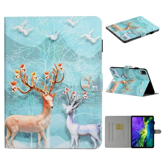For iPad Pro 11 inch (2020) Colored Drawing Pattern Horizontal Flip PU Leather Tablet Case with Holder & Card Slot & Sleep / Wake-up Function(Sika Deer) - iPad Pro 11 (2020) Cases by buy2fix | Online Shopping UK | buy2fix
