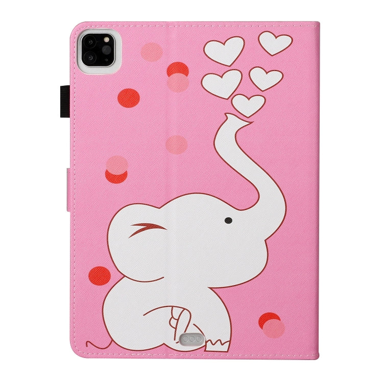 For iPad Pro 11 inch (2020) Colored Drawing Pattern Horizontal Flip PU Leather Tablet Case with Holder & Card Slot & Sleep / Wake-up Function(Loving Elephant) - iPad Pro 11 (2020) Cases by buy2fix | Online Shopping UK | buy2fix