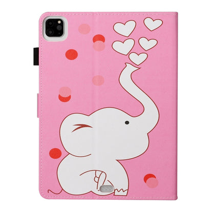 For iPad Pro 11 inch (2020) Colored Drawing Pattern Horizontal Flip PU Leather Tablet Case with Holder & Card Slot & Sleep / Wake-up Function(Loving Elephant) - iPad Pro 11 (2020) Cases by buy2fix | Online Shopping UK | buy2fix
