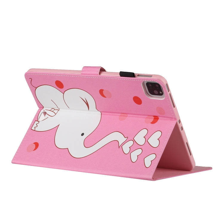 For iPad Pro 11 inch (2020) Colored Drawing Pattern Horizontal Flip PU Leather Tablet Case with Holder & Card Slot & Sleep / Wake-up Function(Loving Elephant) - iPad Pro 11 (2020) Cases by buy2fix | Online Shopping UK | buy2fix