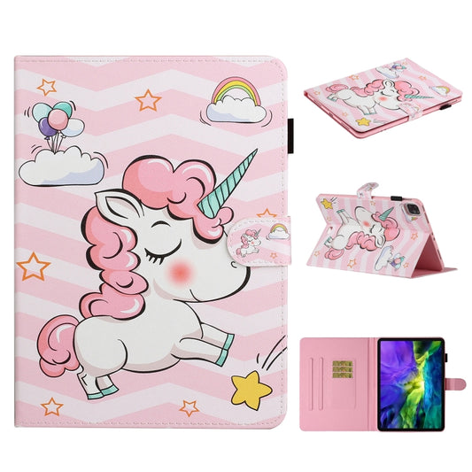 For iPad Pro 11 inch (2020) Colored Drawing Pattern Horizontal Flip PU Leather Tablet Case with Holder & Card Slot & Sleep / Wake-up Function(Pink Unicorn) - iPad Pro 11 (2020) Cases by buy2fix | Online Shopping UK | buy2fix