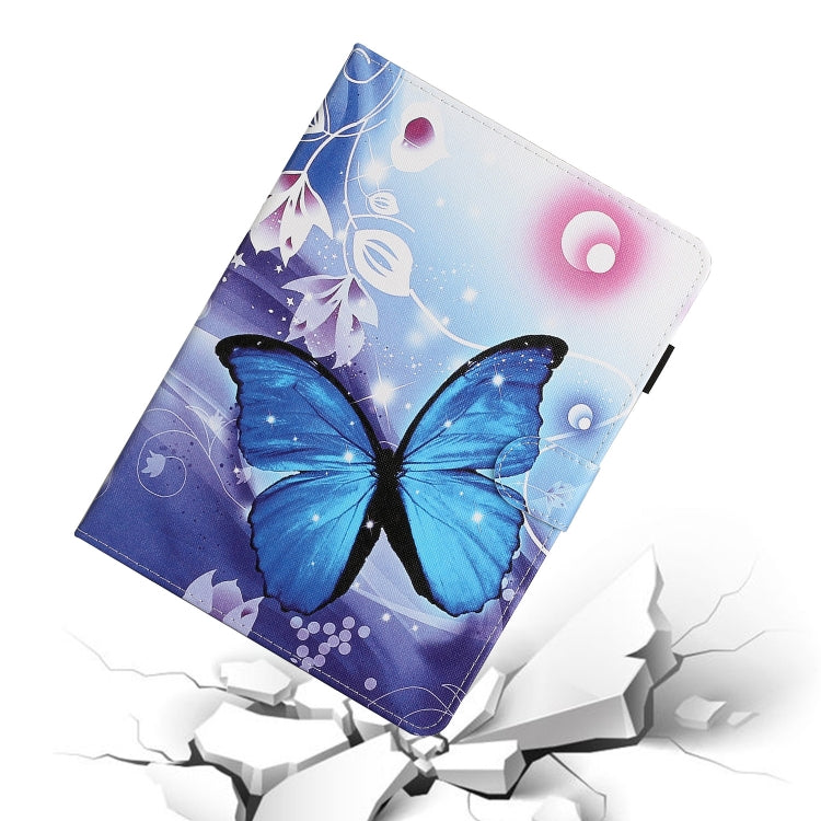For iPad 9.7 (2017/2018) & Air 2 & Air & iPad Pro 9.7 Colored Drawing Pattern Horizontal Flip PU Leather Case with Holder & Card Slot & Sleep / Wake-up Function(Blue Butterfly) - iPad 9.7 (2018) & (2017) Cases by buy2fix | Online Shopping UK | buy2fix