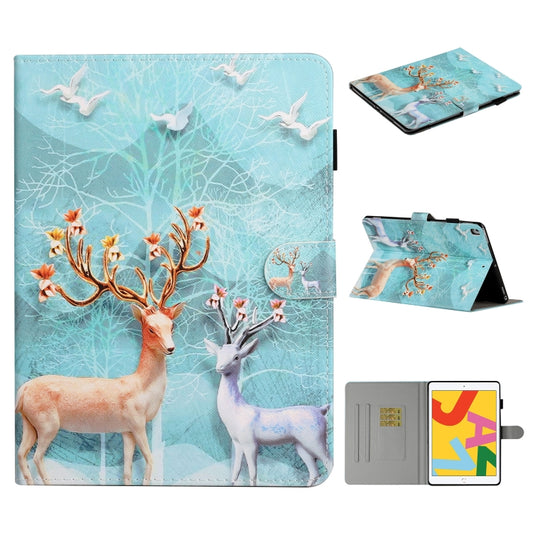 For iPad 9.7 (2017/2018) & Air 2 & Air & iPad Pro 9.7 Colored Drawing Pattern Horizontal Flip PU Leather Case with Holder & Card Slot & Sleep / Wake-up Function(Sika Deer) - iPad 9.7 (2018) & (2017) Cases by buy2fix | Online Shopping UK | buy2fix