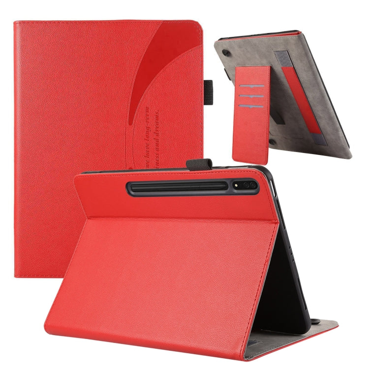 For Samsung Galaxy Tab S9 Ultra / S8 Ultra Litchi Texture Leather Sucker Tablet Case(Red) - Galaxy Tab S9 Ultra Cases by buy2fix | Online Shopping UK | buy2fix