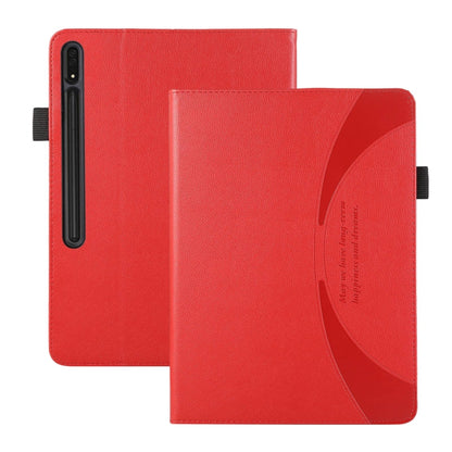 For Samsung Galaxy Tab S9 Ultra / S8 Ultra Litchi Texture Leather Sucker Tablet Case(Red) - Galaxy Tab S9 Ultra Cases by buy2fix | Online Shopping UK | buy2fix