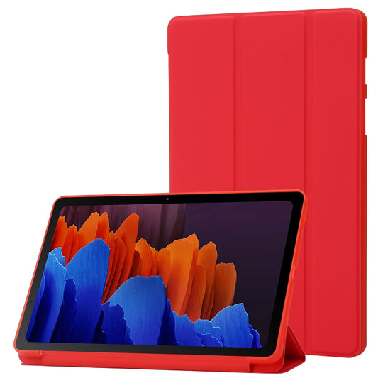 For Samsung Galaxy Tab S9+ 3-Fold Holder Silicone Leather Tablet Case(Red) - Galaxy Tab S9+ Cases by buy2fix | Online Shopping UK | buy2fix