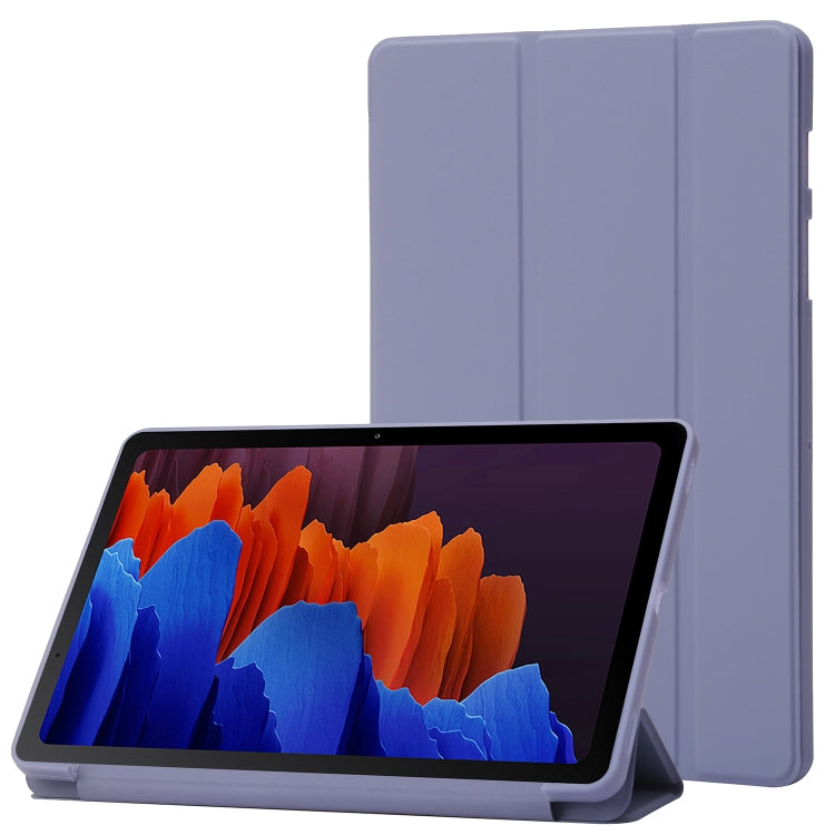 For Samsung Galaxy Tab S9+ 3-Fold Holder Silicone Leather Tablet Case(Purple) - Galaxy Tab S9+ Cases by buy2fix | Online Shopping UK | buy2fix