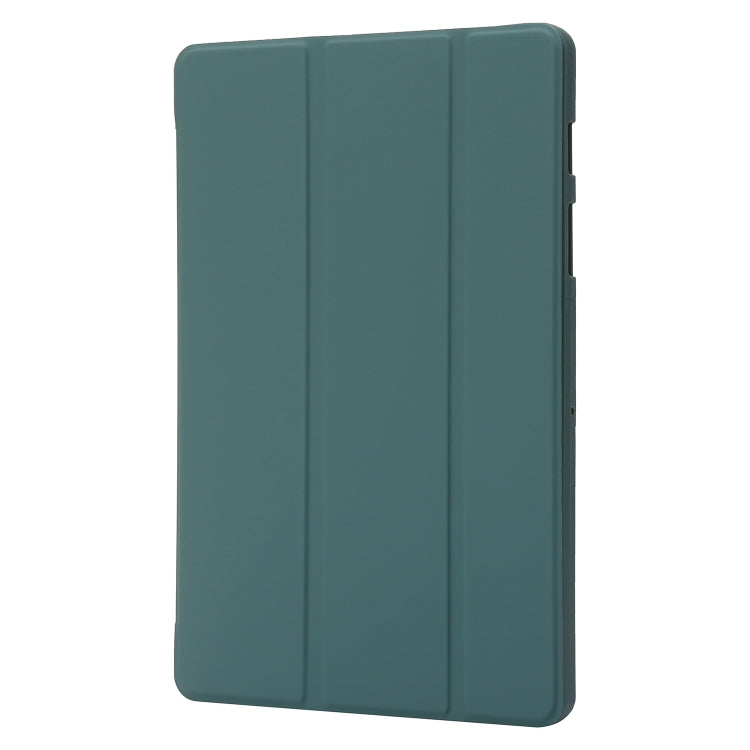 For Samsung Galaxy Tab S9 3-Fold Holder Silicone Leather Tablet Case(Dark Green) - Galaxy Tab S9 Cases by buy2fix | Online Shopping UK | buy2fix