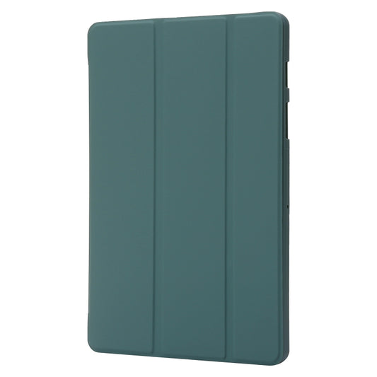 For Samsung Galaxy Tab S10 FE / S9 FE / S9 3-Fold Holder Silicone Leather Tablet Case(Dark Green) by buy2fix