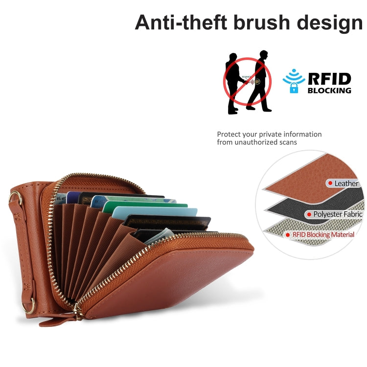 For Samsung Galaxy Z Flip6 Long and Short Lanyard Zipper Card Slot Foldable Phone Case(Brown) - Galaxy Z Flip6 5G Cases by buy2fix | Online Shopping UK | buy2fix