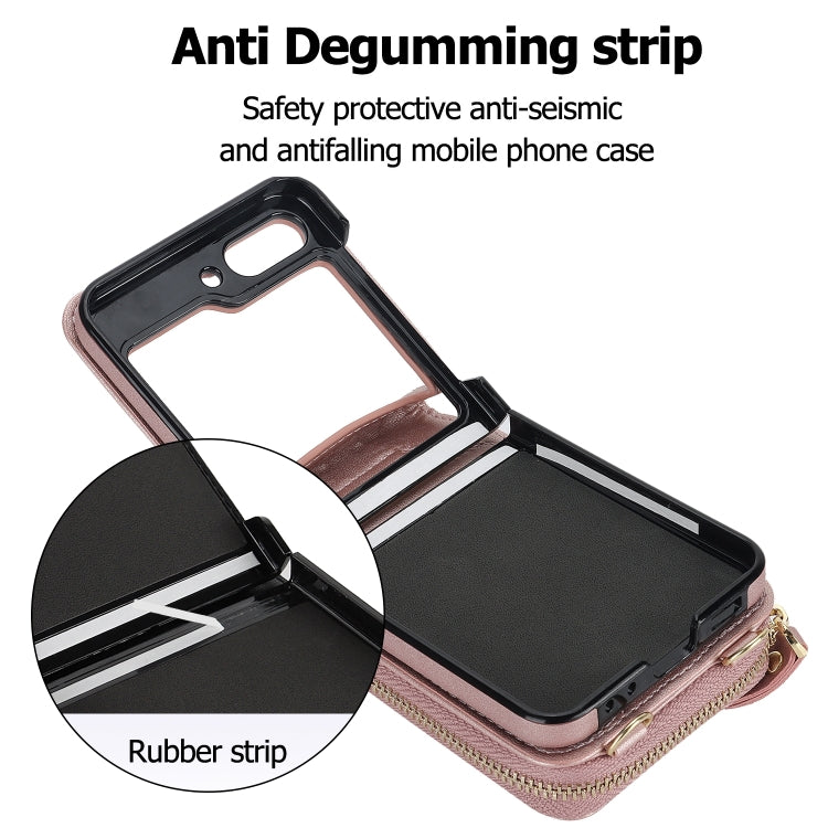 For Samsung Galaxy Z Flip6 / Flip7 FE Long and Short Lanyard Zipper Card Slot Foldable Phone Case(Pink) - Galaxy Z Flip6 5G Cases by buy2fix | Online Shopping UK | buy2fix
