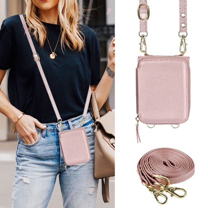 For Samsung Galaxy Z Flip6 / Flip7 FE Long and Short Lanyard Zipper Card Slot Foldable Phone Case(Pink) - Galaxy Z Flip6 5G Cases by buy2fix | Online Shopping UK | buy2fix