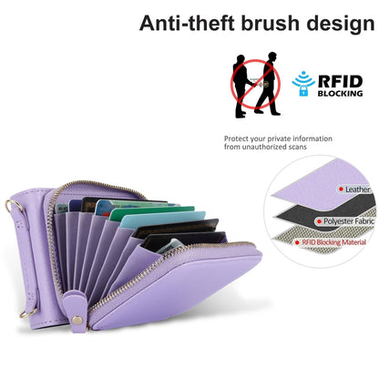 For Samsung Galaxy Z Flip6 Long and Short Lanyard Zipper Card Slot Foldable Phone Case(Purple) - Galaxy Z Flip6 5G Cases by buy2fix | Online Shopping UK | buy2fix