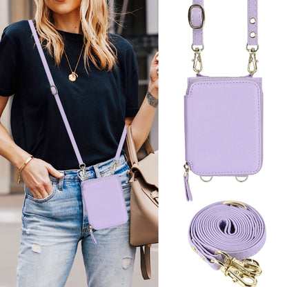 For Samsung Galaxy Z Flip6 Long and Short Lanyard Zipper Card Slot Foldable Phone Case(Purple) - Galaxy Z Flip6 5G Cases by buy2fix | Online Shopping UK | buy2fix