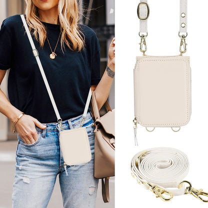 For Samsung Galaxy Z Flip6 / Flip7 FE Long and Short Lanyard Zipper Card Slot Foldable Phone Case(Beige) - Galaxy Z Flip6 5G Cases by buy2fix | Online Shopping UK | buy2fix