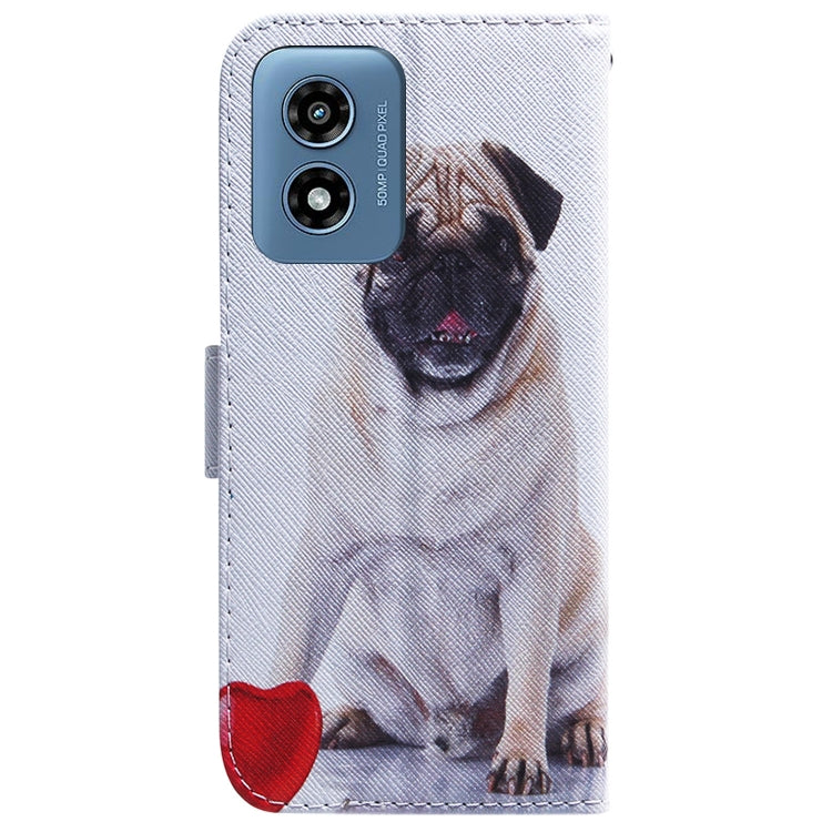 For Motorola Moto G Play 4G 2024 Coloured Drawing Flip Leather Phone Case(Pug) - Motorola Cases by buy2fix | Online Shopping UK | buy2fix