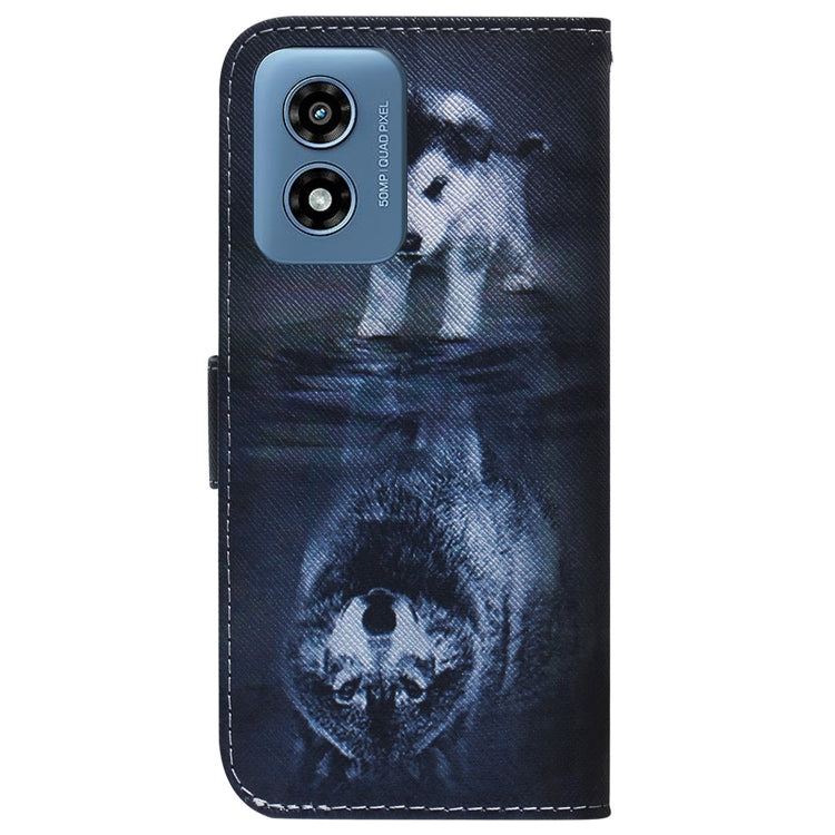 For Motorola Moto G Play 4G 2024 Coloured Drawing Flip Leather Phone Case(Wolf and Dog) - Motorola Cases by buy2fix | Online Shopping UK | buy2fix