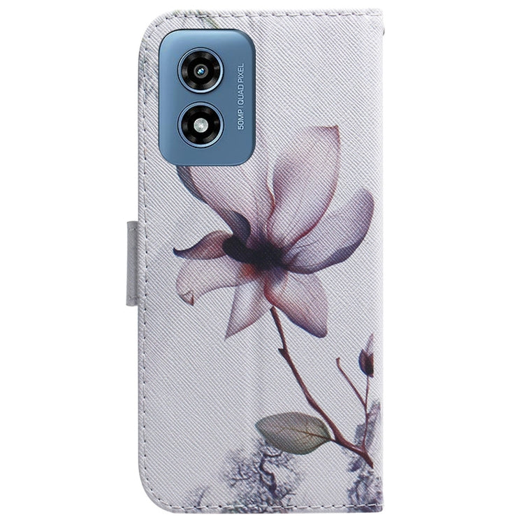 For Motorola Moto G Play 4G 2024 Coloured Drawing Flip Leather Phone Case(Magnolia) - Motorola Cases by buy2fix | Online Shopping UK | buy2fix