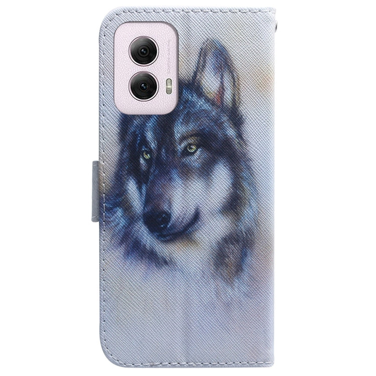 For Motorola Moto G Power 5G 2024 Coloured Drawing Flip Leather Phone Case(White Wolf) - Motorola Cases by buy2fix | Online Shopping UK | buy2fix