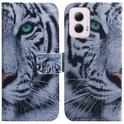 For Motorola Moto G Power 5G 2024 Coloured Drawing Flip Leather Phone Case(Tiger) - Motorola Cases by buy2fix | Online Shopping UK | buy2fix