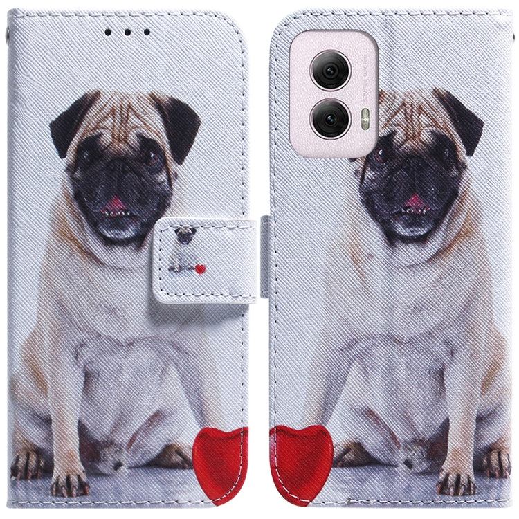 For Motorola Moto G Power 5G 2024 Coloured Drawing Flip Leather Phone Case(Pug) - Motorola Cases by buy2fix | Online Shopping UK | buy2fix