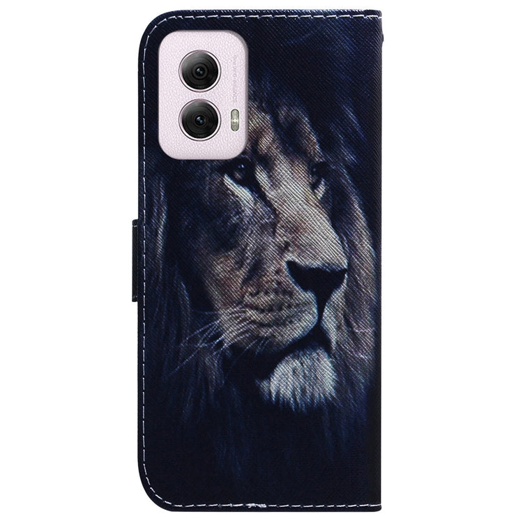 For Motorola Moto G Power 5G 2024 Coloured Drawing Flip Leather Phone Case(Lion) - Motorola Cases by buy2fix | Online Shopping UK | buy2fix