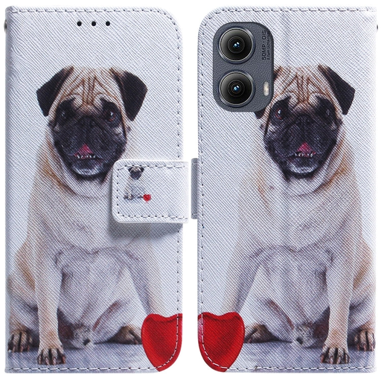 For Motorola Edge 2024 Coloured Drawing Flip Leather Phone Case(Pug) by buy2fix