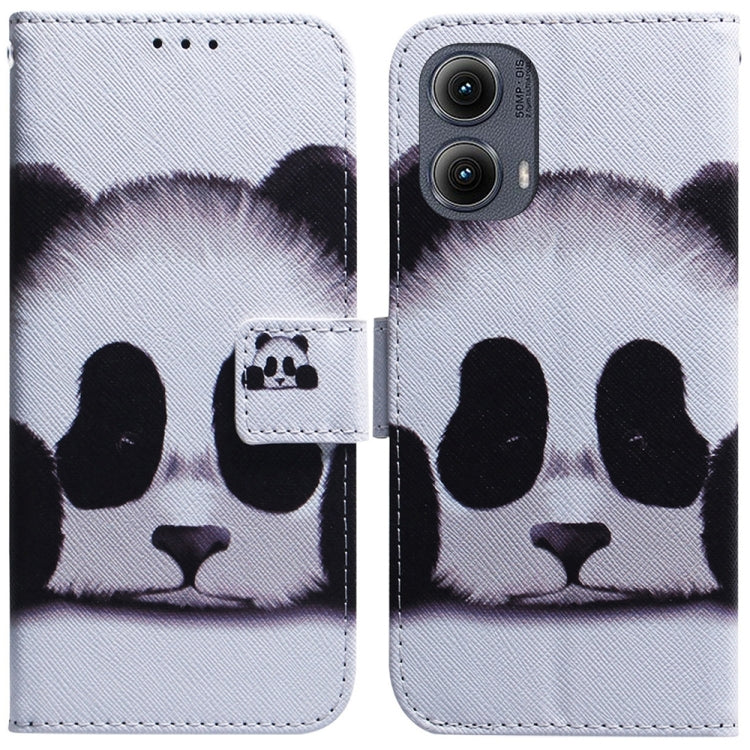For Motorola Edge 2024 Coloured Drawing Flip Leather Phone Case(Panda) by buy2fix