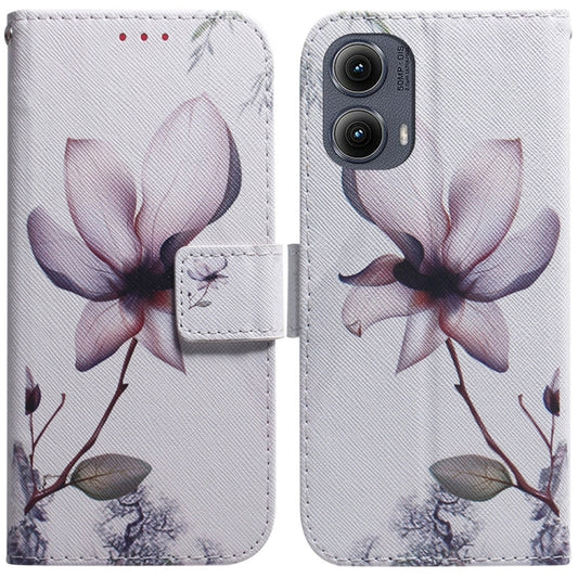 For Motorola Edge 2024 Coloured Drawing Flip Leather Phone Case(Magnolia) by buy2fix