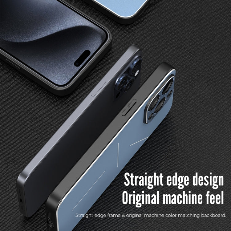 For iPhone 15 Pro R-JUST RJ52 3-Line Style Metal TPU Shockproof Phone Case(Blue) - iPhone 15 Pro Cases by R-JUST | Online Shopping UK | buy2fix