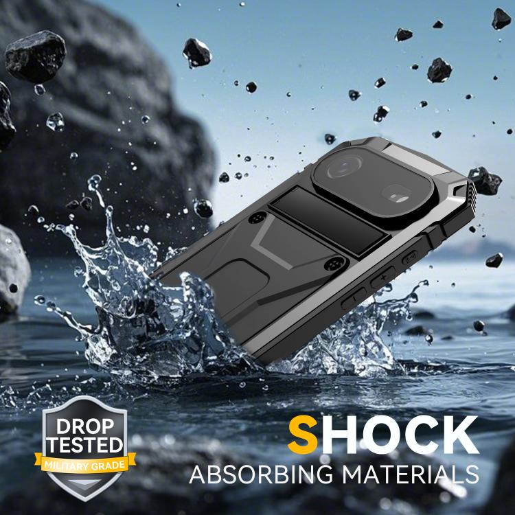 For iPhone Air R-JUST Metal + Silicone + Tempered Glass Life Waterproof Phone Case with Holder(Black) - iPhone Air Cases by R-JUST | Online Shopping UK | buy2fix