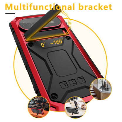 For iPhone Air R-JUST Metal + Silicone + Tempered Glass Life Waterproof Phone Case with Holder(Red) - iPhone Air Cases by R-JUST | Online Shopping UK | buy2fix