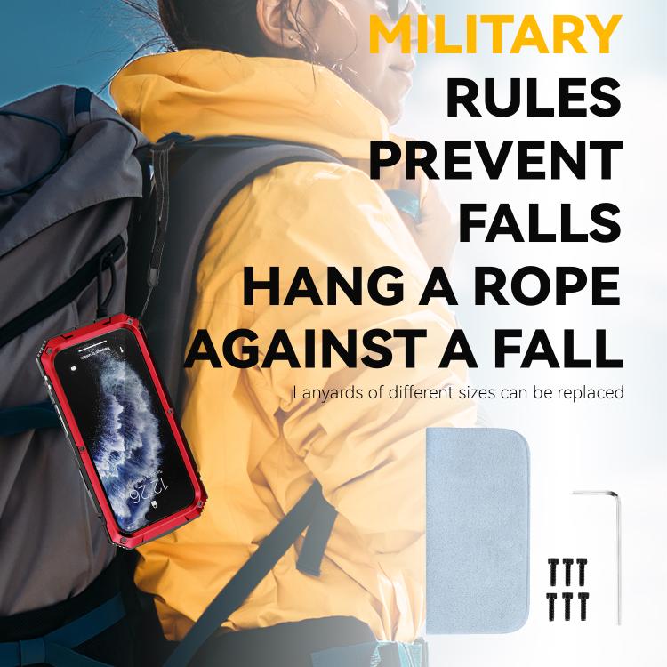 For iPhone Air R-JUST Metal + Silicone + Tempered Glass Life Waterproof Phone Case with Holder(Red) - iPhone Air Cases by R-JUST | Online Shopping UK | buy2fix