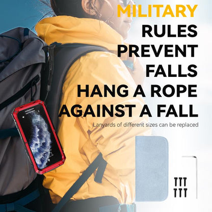 For iPhone Air R-JUST Metal + Silicone + Tempered Glass Life Waterproof Phone Case with Holder(Red) - iPhone Air Cases by R-JUST | Online Shopping UK | buy2fix