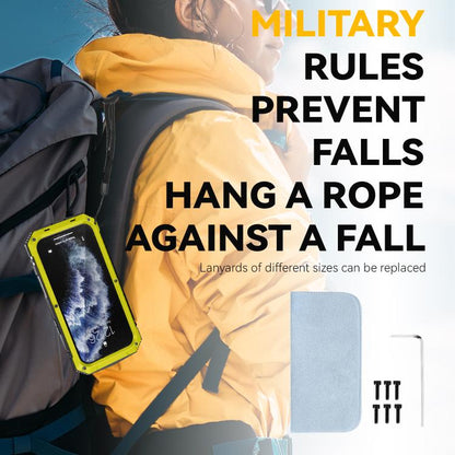 For iPhone Air R-JUST Metal + Silicone + Tempered Glass Life Waterproof Phone Case with Holder(Yellow) - iPhone Air Cases by R-JUST | Online Shopping UK | buy2fix