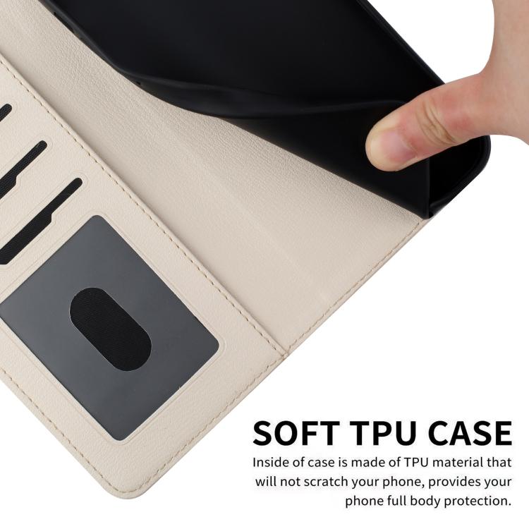 For iPhone 16e Cartoon Cats Leather Phone Case(Beige White) - iPhone 16e Cases by buy2fix | Online Shopping UK | buy2fix