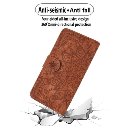 For Samsung Galaxy A15 Mandala Embossed Dual-Fold Calf Leather Phone Case(Brown) by buy2fix