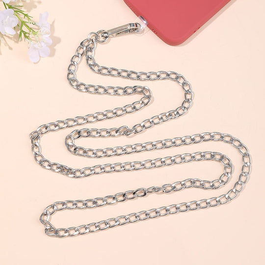 Metal Chain Crossbody Chain Phone Lanyard with Clip,Length: 1.25m, Model:K1648-8mm