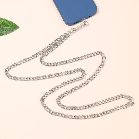 Metal Chain Crossbody Chain Phone Lanyard with Clip,Length: 1.25m, Model:K1653-7.5mm
