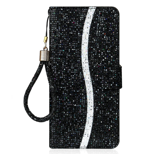 For iPhone 16 Glitter Powder Filp Leather Phone Case(Black) by buy2fix